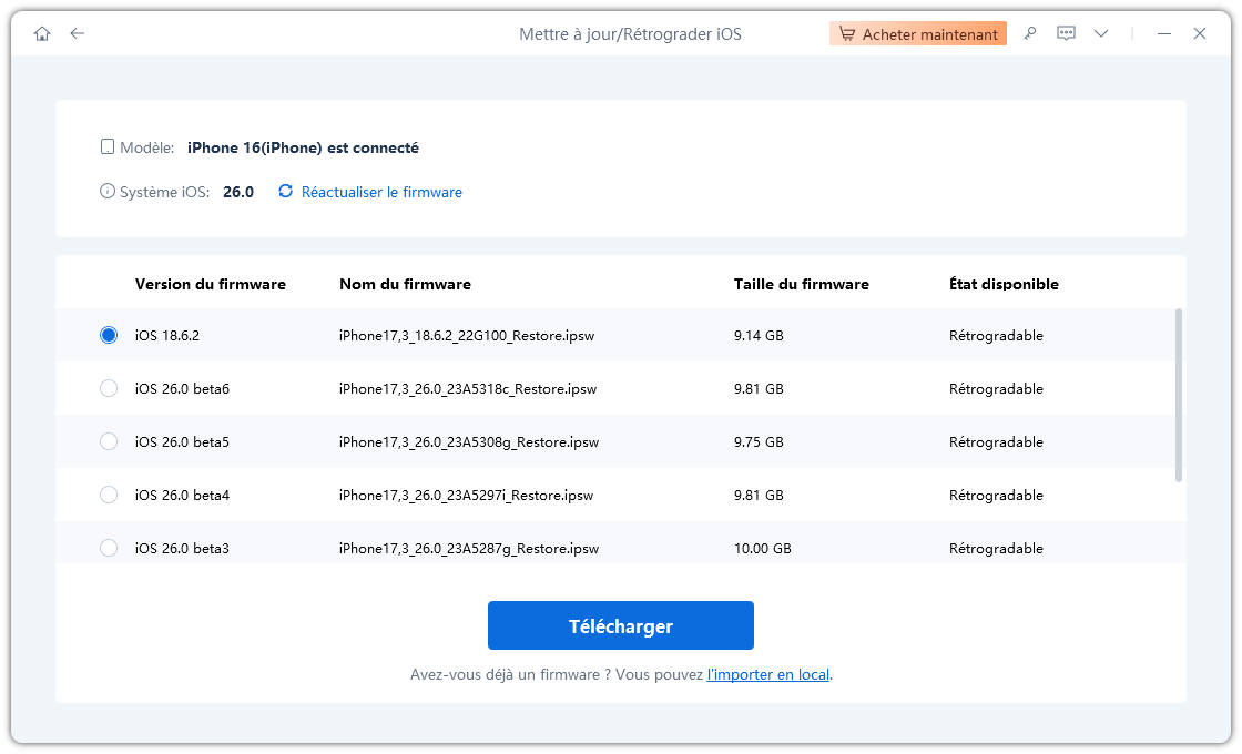 rétrograder ios 26 vers ios 18